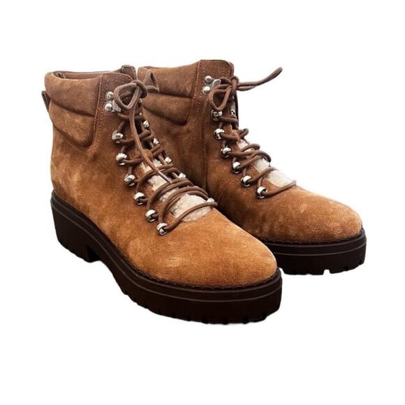 NWOT Marc Fisher LTD Nairy Suede Tan Hiking Boots - Sz 8 - Picture 2 of 4